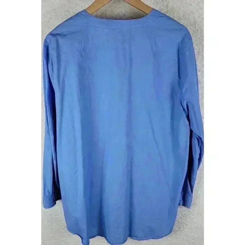 Woman Within Perfect Pintuck Top Women 1X 22/24 Blue Tunic Classic Career Office - Picture 11 of 14